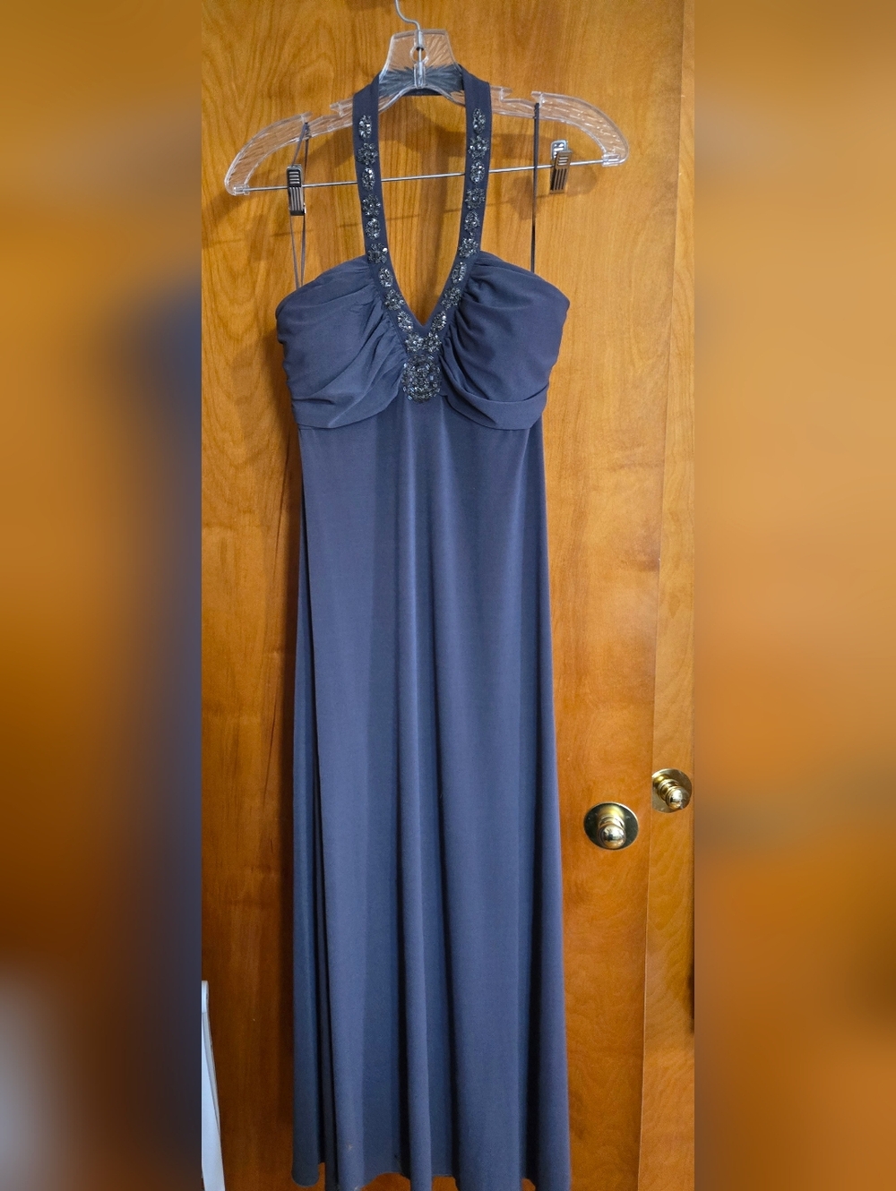 Halter Neck Charcoal Evening Maxi Dress